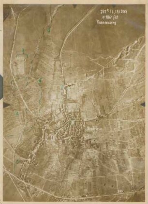 Foto der Stellungen westlich von Beaurieux beim "Kanonenberg" (Luftbild)
