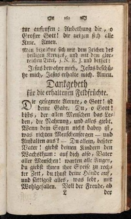 Dankgebeth für die erhaltenen Feldfrüchte.