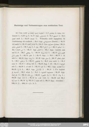 Nachträge und Verbesserungen zum arabischen Text.