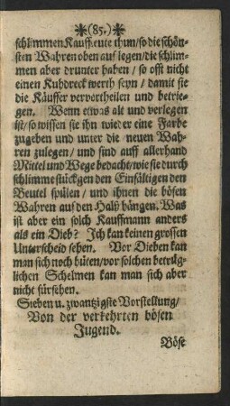Sieben u. zwantzigste Vorstellung/ Von der verkehrten bösen Jugend.
