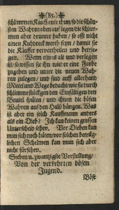 Sieben u. zwantzigste Vorstellung/ Von der verkehrten bösen Jugend.