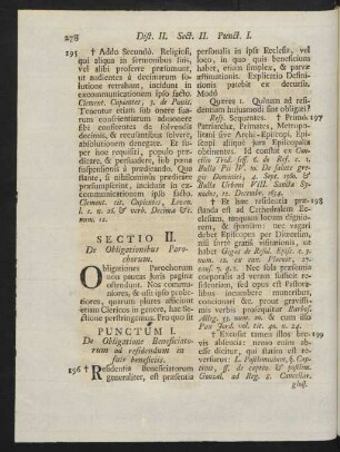 Sectio II. De Obligationibus Parochorum.