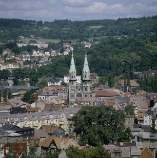 Meiningen. Stadtkern von Westen
