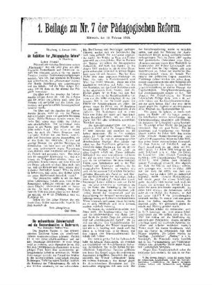 An die Redaktion der "Pädagogischen Reform" : Beilage zu Nr. 7 der Pädagogischen Reform