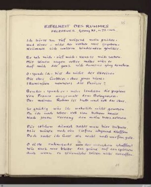 Eitelkeit des Ruhmes (Fegefeuer XI, 73 - 102) : [SW X/XI: h2]; [SW X/XI, S. 65-66/178] / Geschrieben und korrigiert von Ernst Gundolf