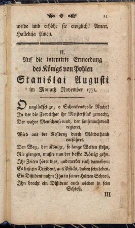 II. Auf die intentirte Ermordung des Königs von Pohlen Stanislai Augusti [...].