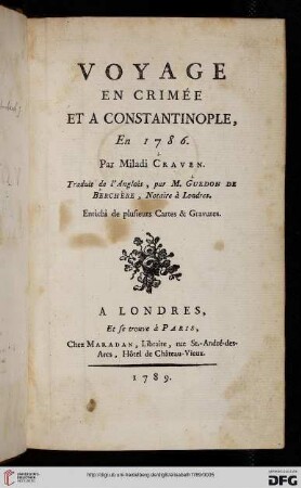 Voyage en Crimée et à Constantinople en 1786