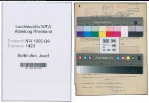 Entnazifizierung Josef Barkhofen , geb. 25.08.1881 (Stuckateur)