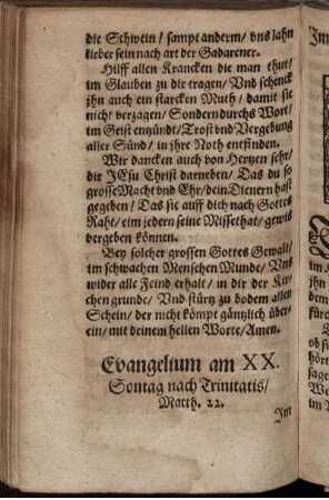 Evangelium am XX. Sontag nach Trinitatis/ Matth. 22.