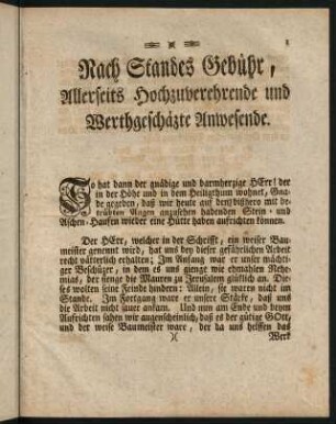 1-4, Nach Standes Gebühr, Allerseits Hochzuverehrende und Werthgeschätze Anwesende.