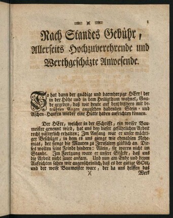 1-4, Nach Standes Gebühr, Allerseits Hochzuverehrende und Werthgeschätze Anwesende.