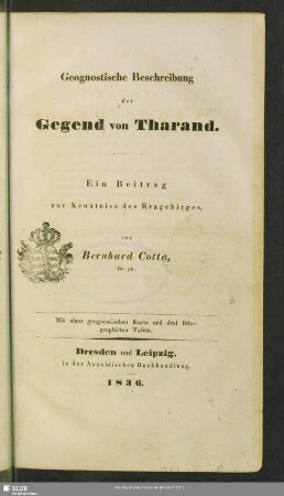 1: Geognostische Beschreibung der Gegend von Tharand