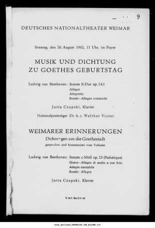 Musik und Dichtung zu Goethes Geburtstag