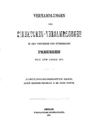 6: Verhandlungen der ... Direktoren-Versammlung in der Provinz Hannover - 6=38.1891
