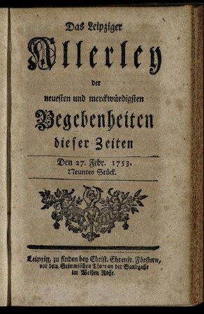 Den 27. Febr. 1753. Neuntes Stück.