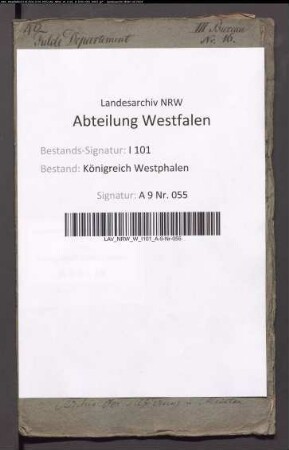 Aktiv- und Passivkapitalien des aufgehobenen Klosters Willebadessen
