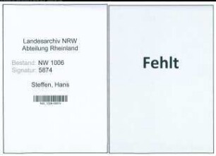 Entnazifizierung Hans Steffen , geb. 02.04.1901 (Angestellter)