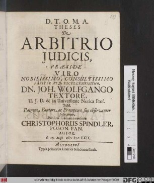 Theses De Arbitrio Iudicis