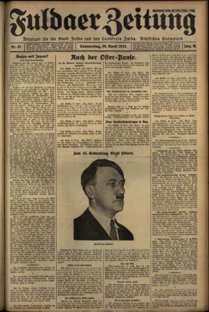 Erste Ausgabe vom Donnerstag, den 20. April 1933.