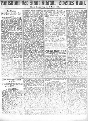 Nummer 15. Zweites Blatt. : Donnerstag, den 9. April 1925