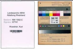 Entnazifizierung Kurt Wuestner, geb. 25.09.1900 (Vertreter)