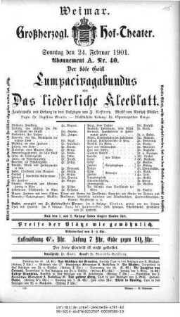 Der böse Geist Lumpacivagabundus oder Das liederliche Kleeblatt
