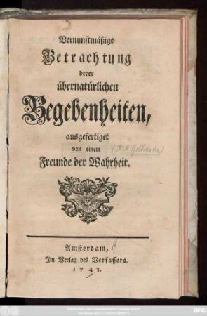 Vernunftmäßige Betrachtung derer übernatürlichen Begebenheiten