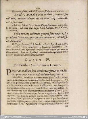Caput IV. De Partibus Animalium in Genere