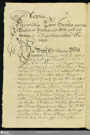 Copia des zwischen Chur Sachßen u. d. Grafen zu Stollberg anno 1568 sub dato Dreßden d. 12. Maj aufgerichteten Vertrags