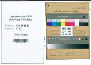 Entnazifizierung Anton Dryja , geb. 12.06.1899 (Postenmann)