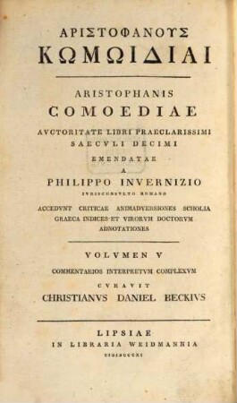Commentarii In Aristophanis Comoedias, 3. Commentarii In Ranas Et Aves