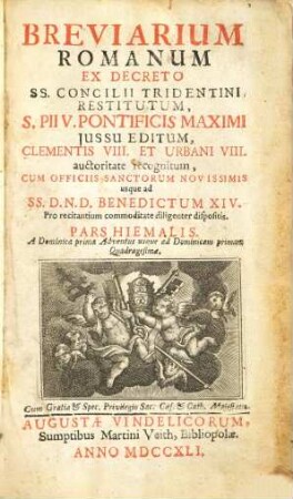Breviarium Romanum ex decreto SS. Concilii Tridentini restitutum : ... pars hiemalis