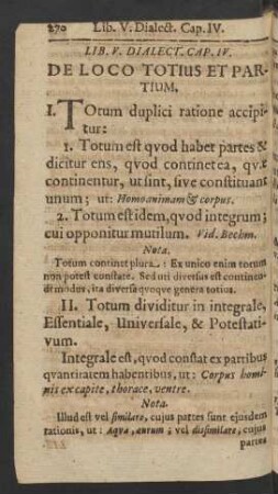 Cap. IV. De Loco Totius Et Partium.