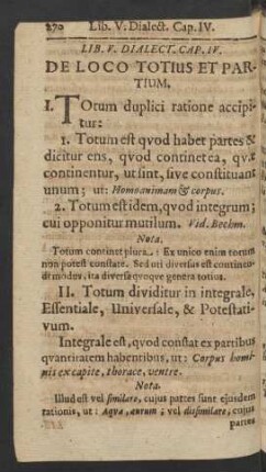 Cap. IV. De Loco Totius Et Partium.