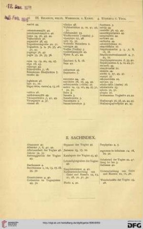 II. Sachindex