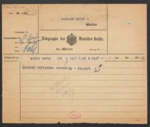 Brief an B. Schott's Söhne : 14.07.1917