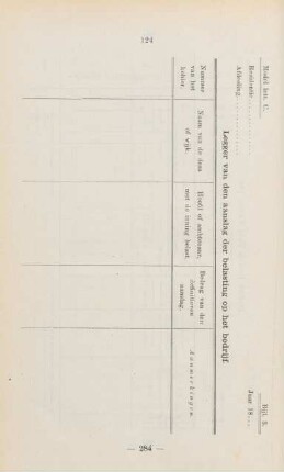 Bijl. 3. Model lett. C. Legger van den aanslag der belasting op het bedrijf