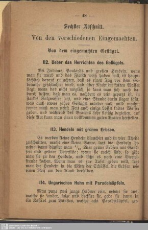 Sechster Abschnitt. Von den verschiedenen Eingemachten