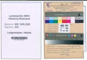Entnazifizierung Helene Langensiepen , geb. 08.10.1893 (Postsekretaerin)