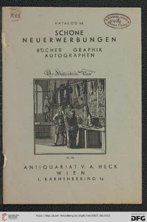 Nr. 66: Katalog: Schöne Neuerwerbungen, Bücher, Graphik, Autographen