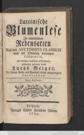 Lateinische Blumenlese : In auserlesenen Redensarten