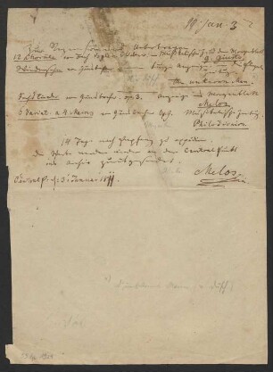 Brief an Harmonischer Verein : 03.01.1811