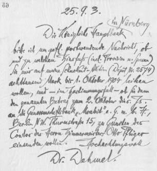 Brief an die Königliche Hauptbank