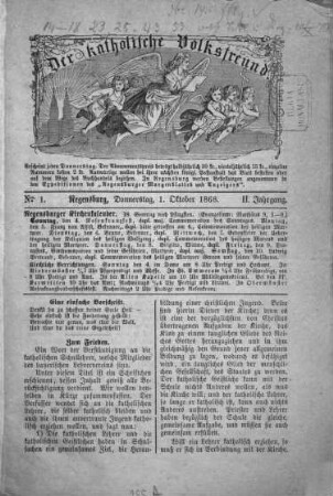 Der katholische Volksfreund. 2. 1868/69, Nr. 1 - 58