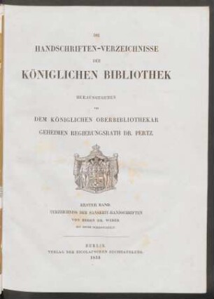 Bd. 1: Verzeichniss der Sanskrit-Handschriften