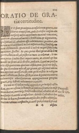 Oratio De Gratiae certitudine.