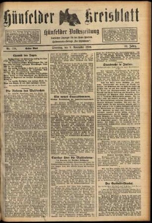 Erste Ausgabe vom Dienstag, den 09. November 1926.