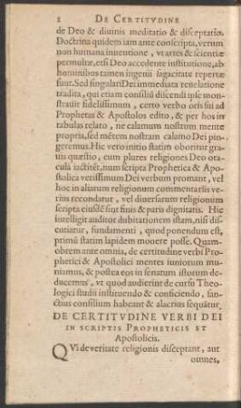 De Certitudine Verbi Dei In Scriptis Porpheticis Et Apostolicis.