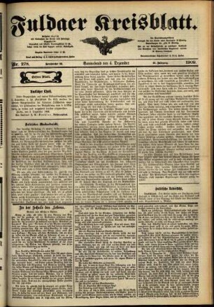 Erste Ausgabe vom Samstag, den 04. Dezember 1909.
