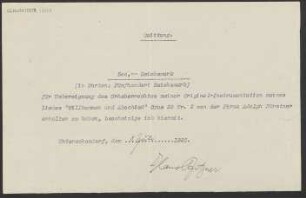 Quittung über 500 Reichsmark für das Lied "Willkommen und Abschied"
